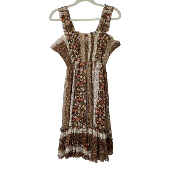 Flowing Peasant Dress Floral Print 1970s Style S - Picture 2 of 9